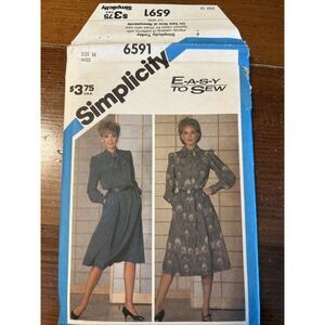 Vintage Simplicity 6591 | Uncut Sewing Pattern | Easy to Sew Dress | Size 14